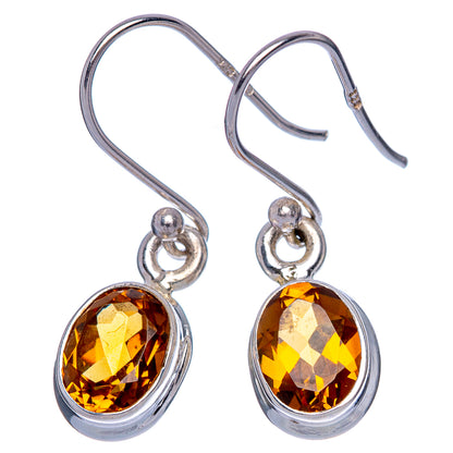 Faceted Citrine Earrings 1 1/8" (925 Sterling Silver) E433305