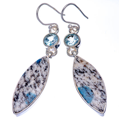 K2 Blue Azurite, Blue Topaz Earrings 2 1/4" (925 Sterling Silver) E433042