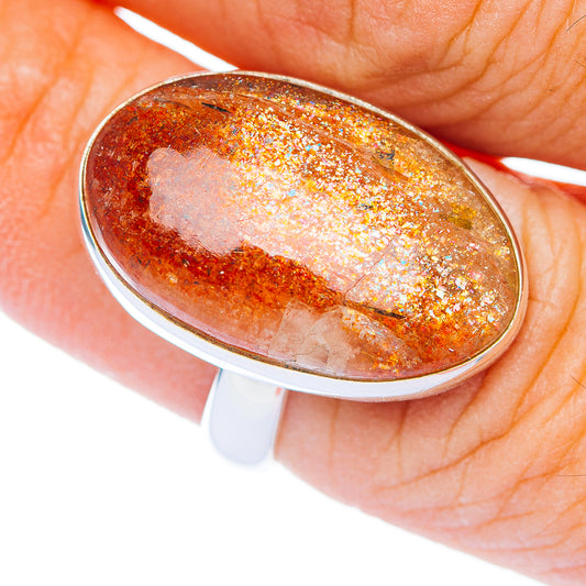 Premium African Sunstone Ring Size 7.25 Adjustable (.925 Sterling Silver)