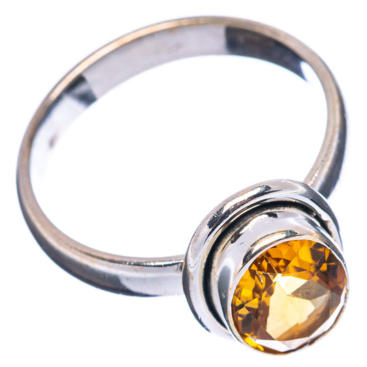 Sterling silver ring with oval citrine gemstone, side angle