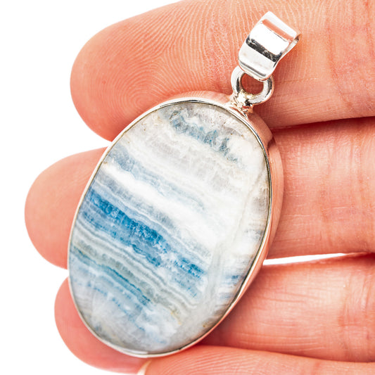Blue Scheelite Pendant 1 7/8" (.925 Sterling Silver)