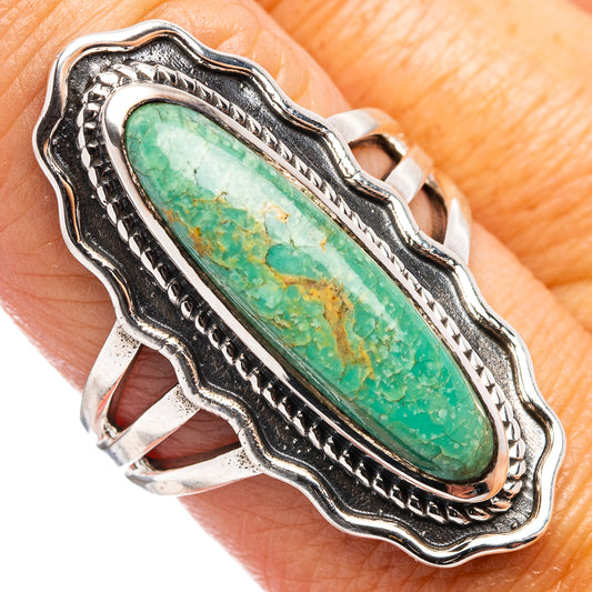 Turquoise oval ring, .925 sterling silver with braided edge bezel