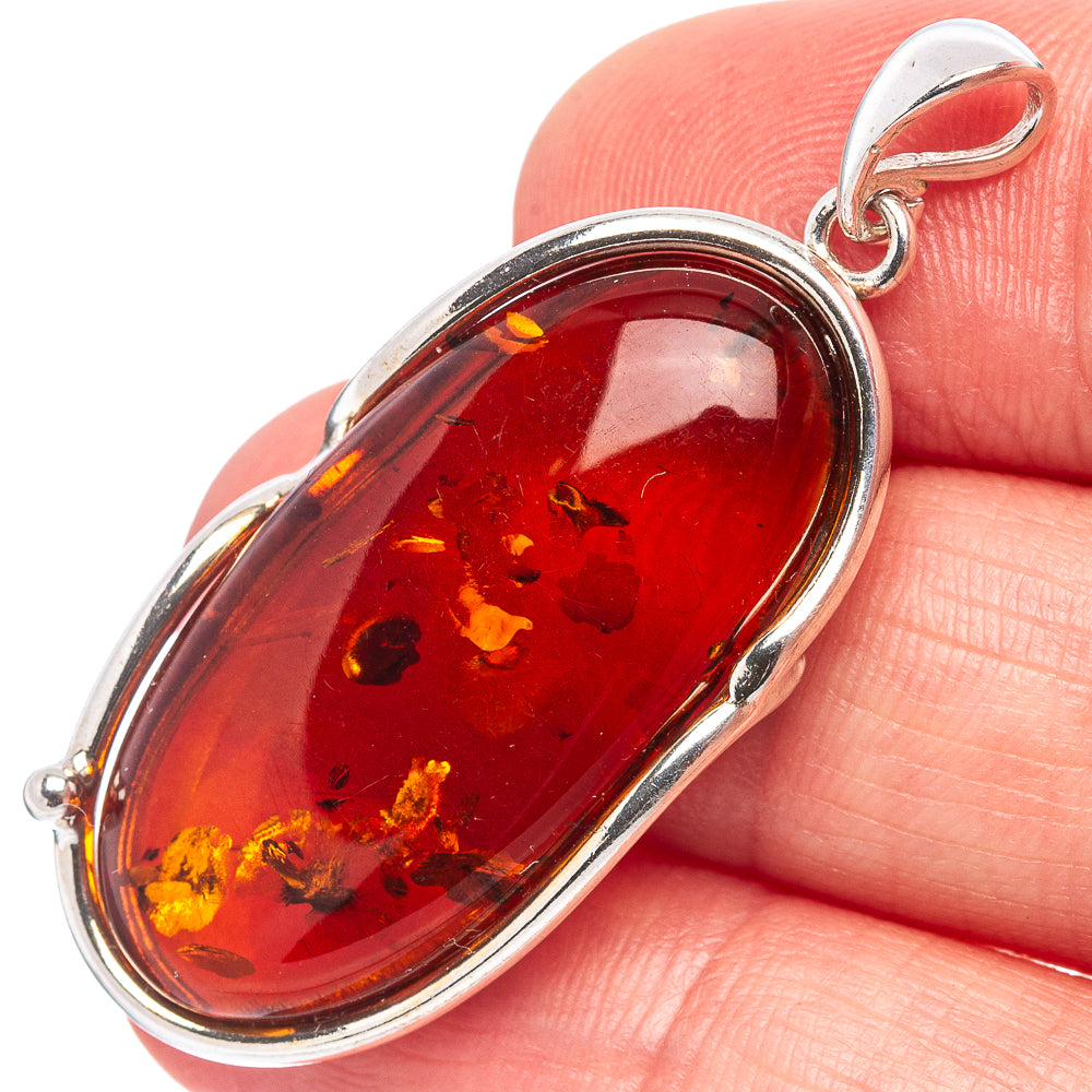 Baltic Amber Pendant 1 5/8" (.925 Sterling Silver)