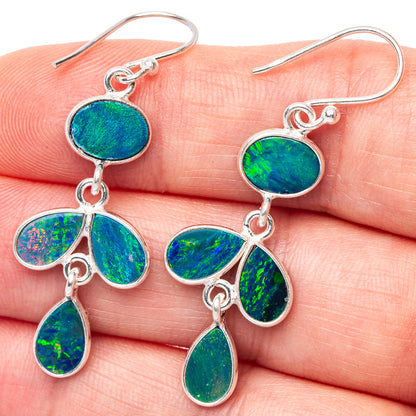 Rare Doublet Opal Earrings 1 3/4" (925 Sterling Silver) E1664
