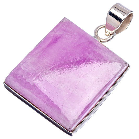 Rectangular kunzite pendant with lavender stone, .925 silver bezel and bail