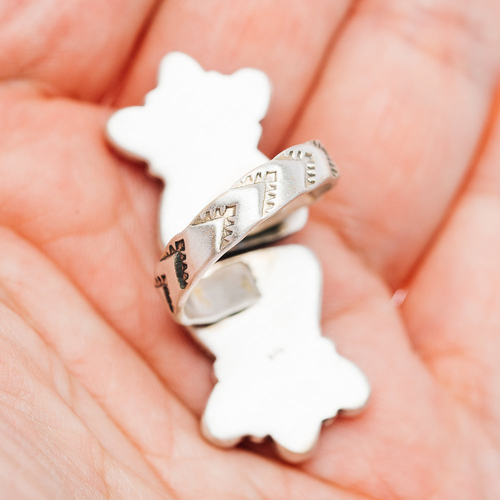 Exclusive Sierra Bella Turquoise, White Buffalo Turquoise Ring Size 8 Adjustable (.925 Sterling Silver)