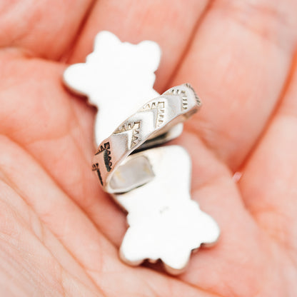 Exclusive Sierra Bella Turquoise, White Buffalo Turquoise Ring Size 8 Adjustable (.925 Sterling Silver)