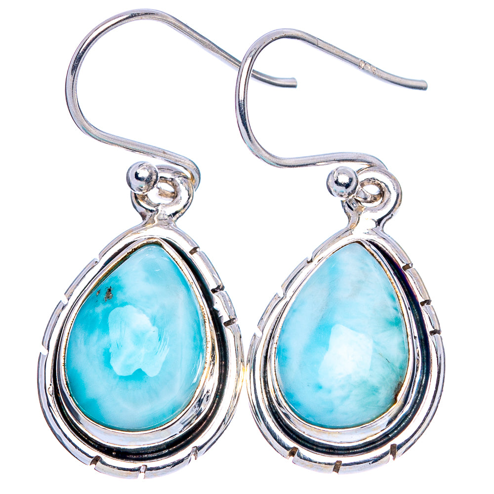 Larimar 925 Sterling Silver Earrings 1 1/4" (925 Sterling Silver) E1956