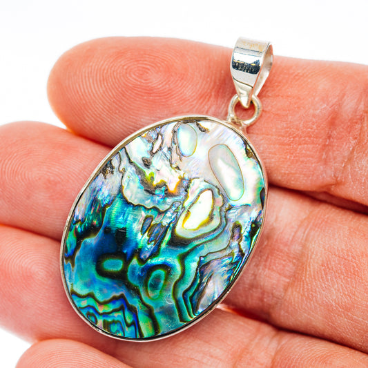 Premium Abalone Shell Pendant 1 3/4" (.925 Sterling Silver)