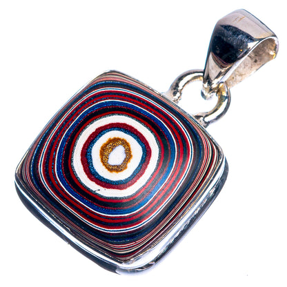 Sterling silver pendant with multicolor striped square inlay and top bail