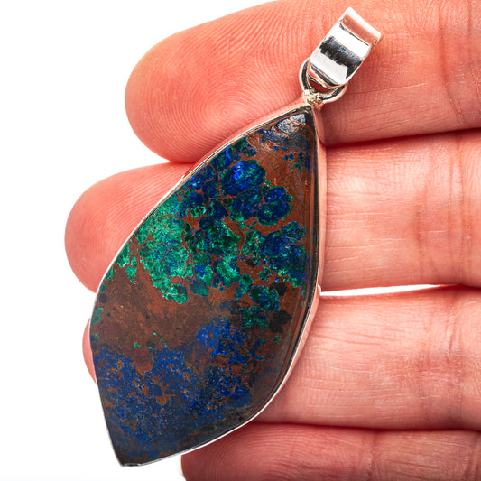 Azurite In Chrysocolla Pendant 2 3/8" (.925 Sterling Silver)