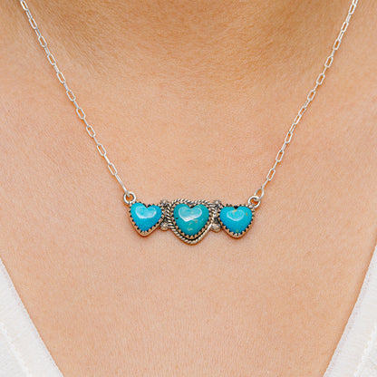 Southwestern Style King's Manassa Turquoise Necklace 17 to 19" (.925 Sterling Silver)