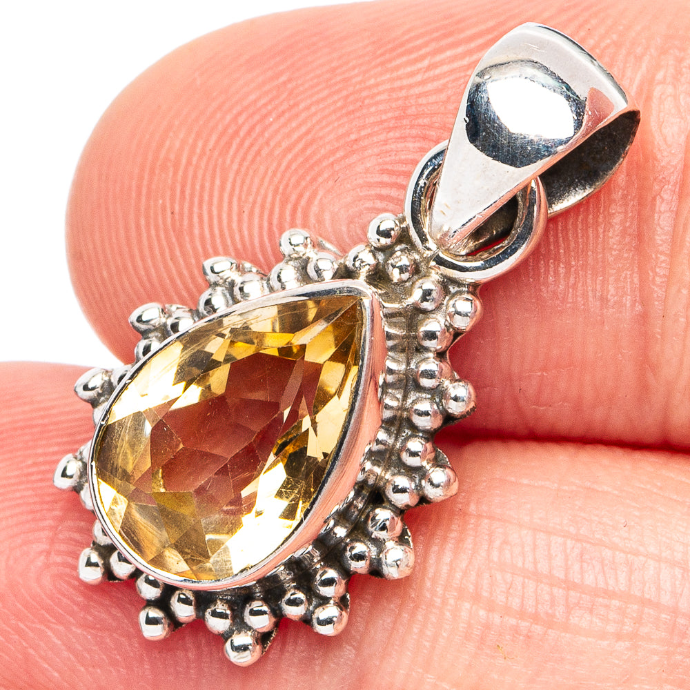 Dainty Citrine Pendant 1 1/8" (925 Sterling Silver) P45357