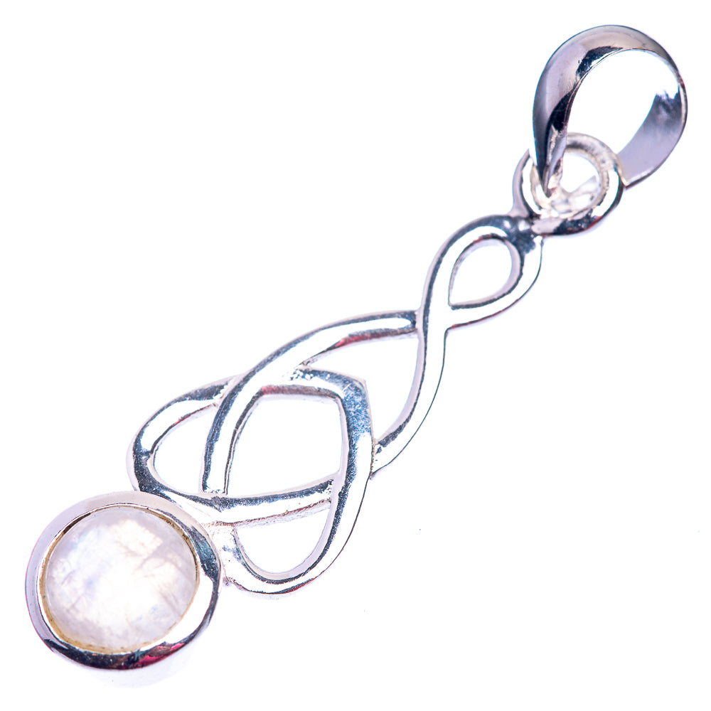 Rainbow Moonstone Dainty Pendant 1 3/8" (925 Sterling Silver) P39144