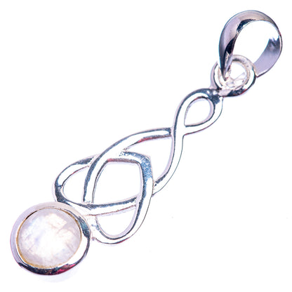 Rainbow Moonstone Dainty Pendant 1 3/8" (925 Sterling Silver) P39144