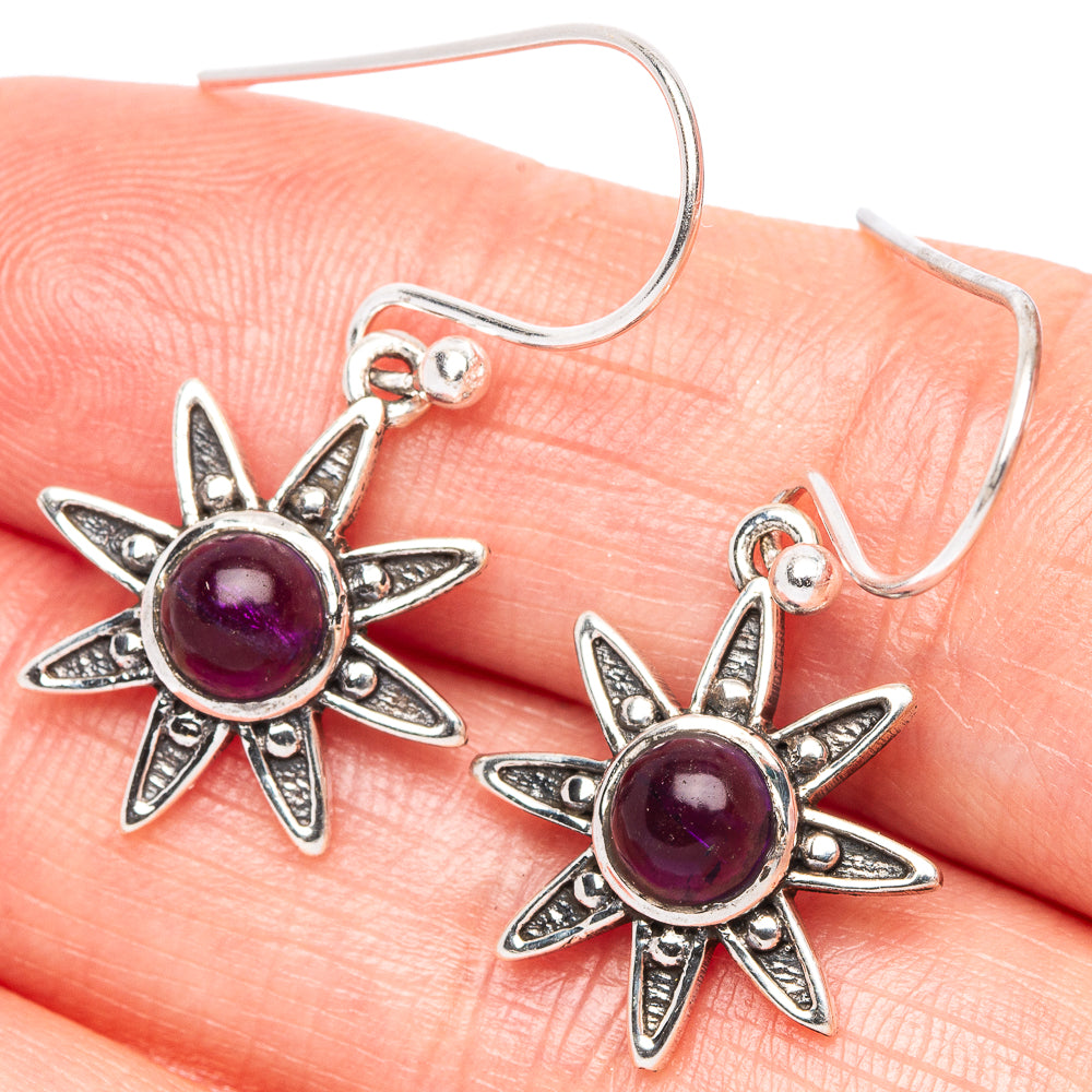 Amethyst Flower Dainty Earrings 1 1/4" (925 Sterling Silver) E2076