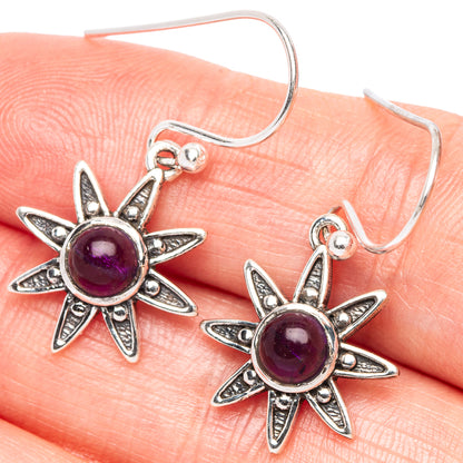 Amethyst Flower Dainty Earrings 1 1/4" (925 Sterling Silver) E2076