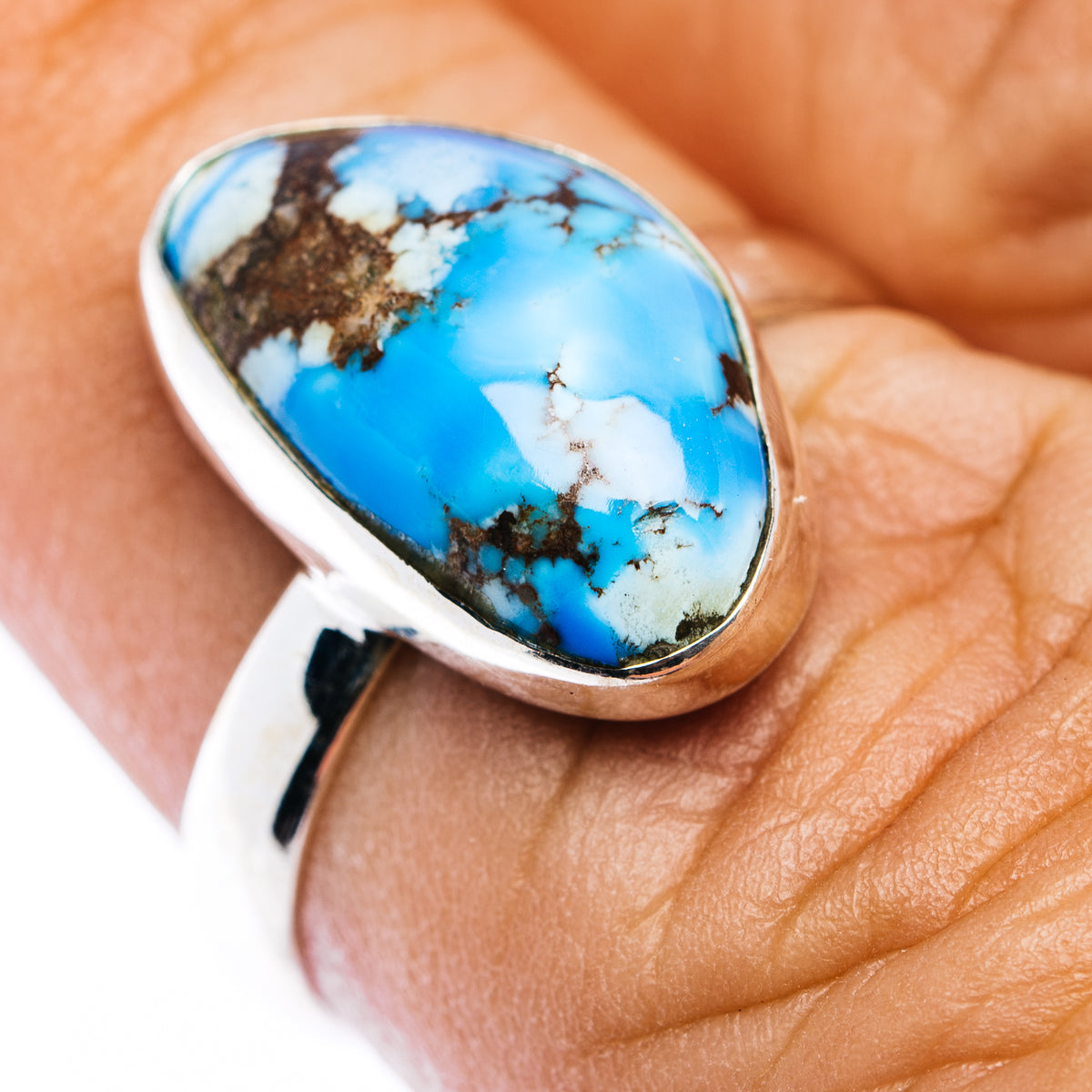 Golden Hills Turquoise Ring Size 7 (.925 Sterling Silver)