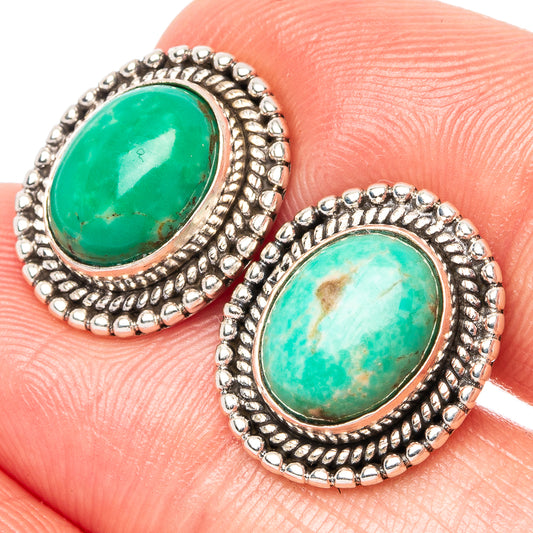 Tibetan Turquoise Earrings 5/8" (925 Sterling Silver) E1528