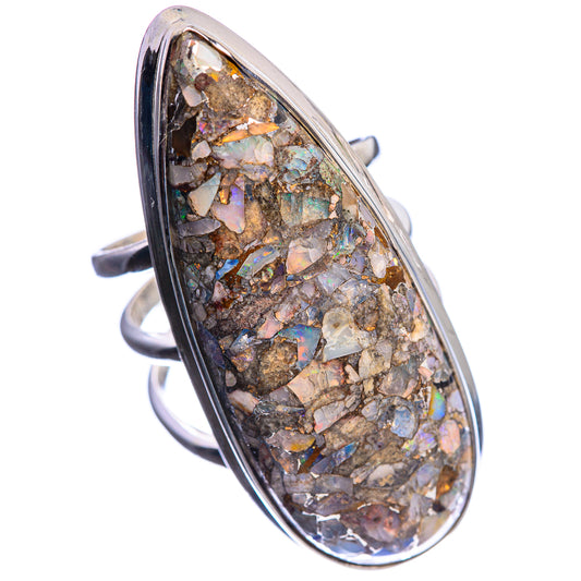 Huge Brecciated Ethiopian Opal 925 Sterling Silver Ring Size 6.75