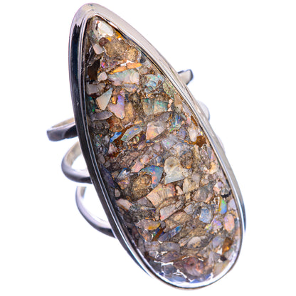 Huge Brecciated Ethiopian Opal 925 Sterling Silver Ring Size 6.75