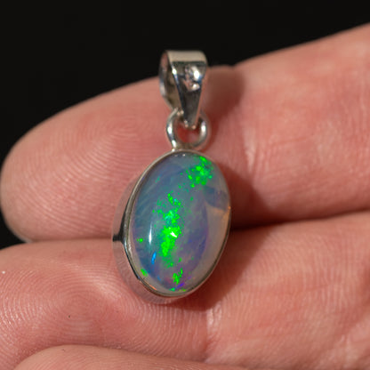 Premium Ethiopian Water Opal Pendant 1" (.925 Sterling Silver)