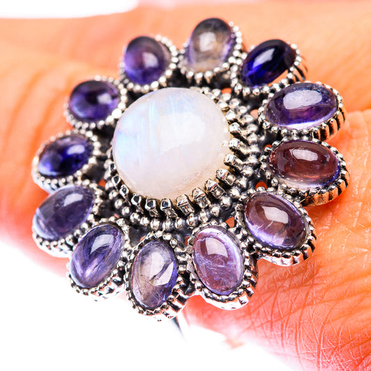 Large Rainbow Moonstone, Tanzanite Ring Size 10 (925 Sterling Silver) RING140186