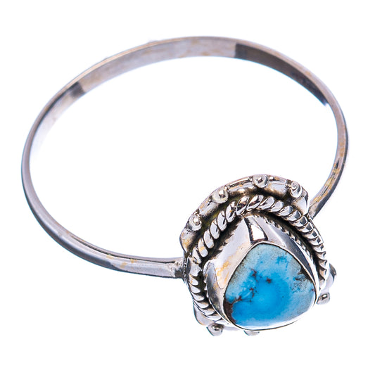 Turquoise oval sterling silver ring, detailed rope setting on open band