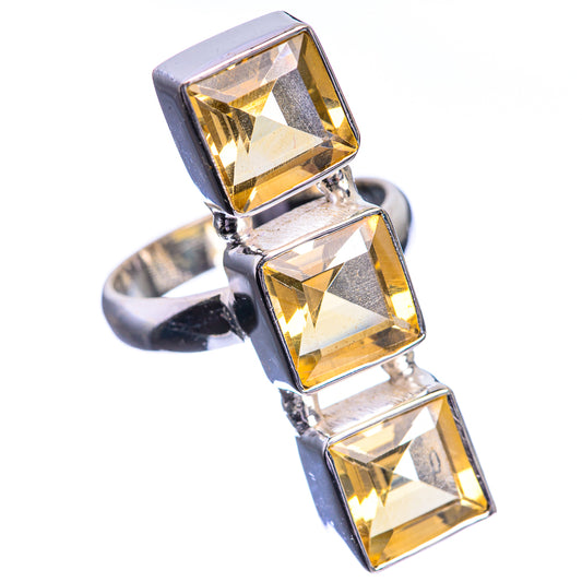 Large Faceted Citrine 925 Sterling Silver Ring Size 6.75