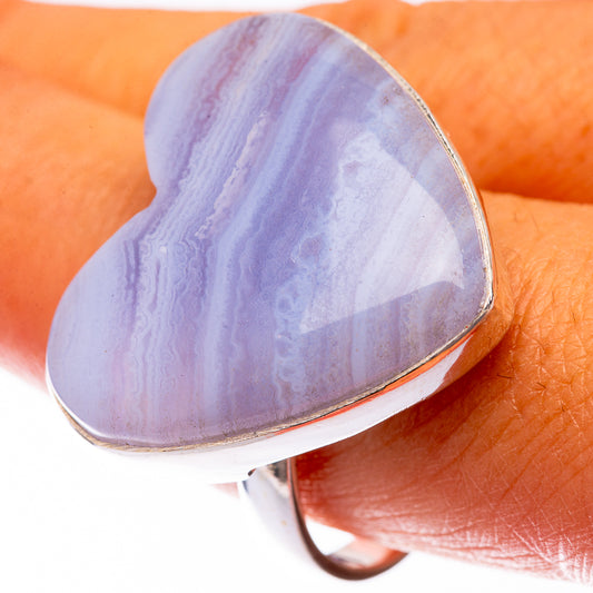 Large Blue Lace Agate Ring Size 10 (925 Sterling Silver) R140770