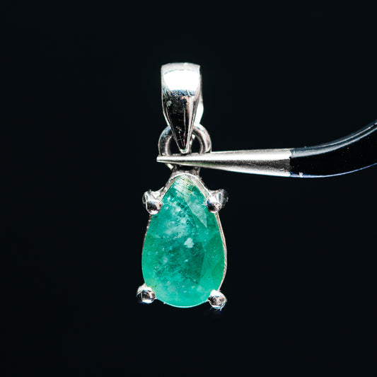Premium Faceted Zambian Emerald Pendant 3/4" (.925 Sterling Silver)