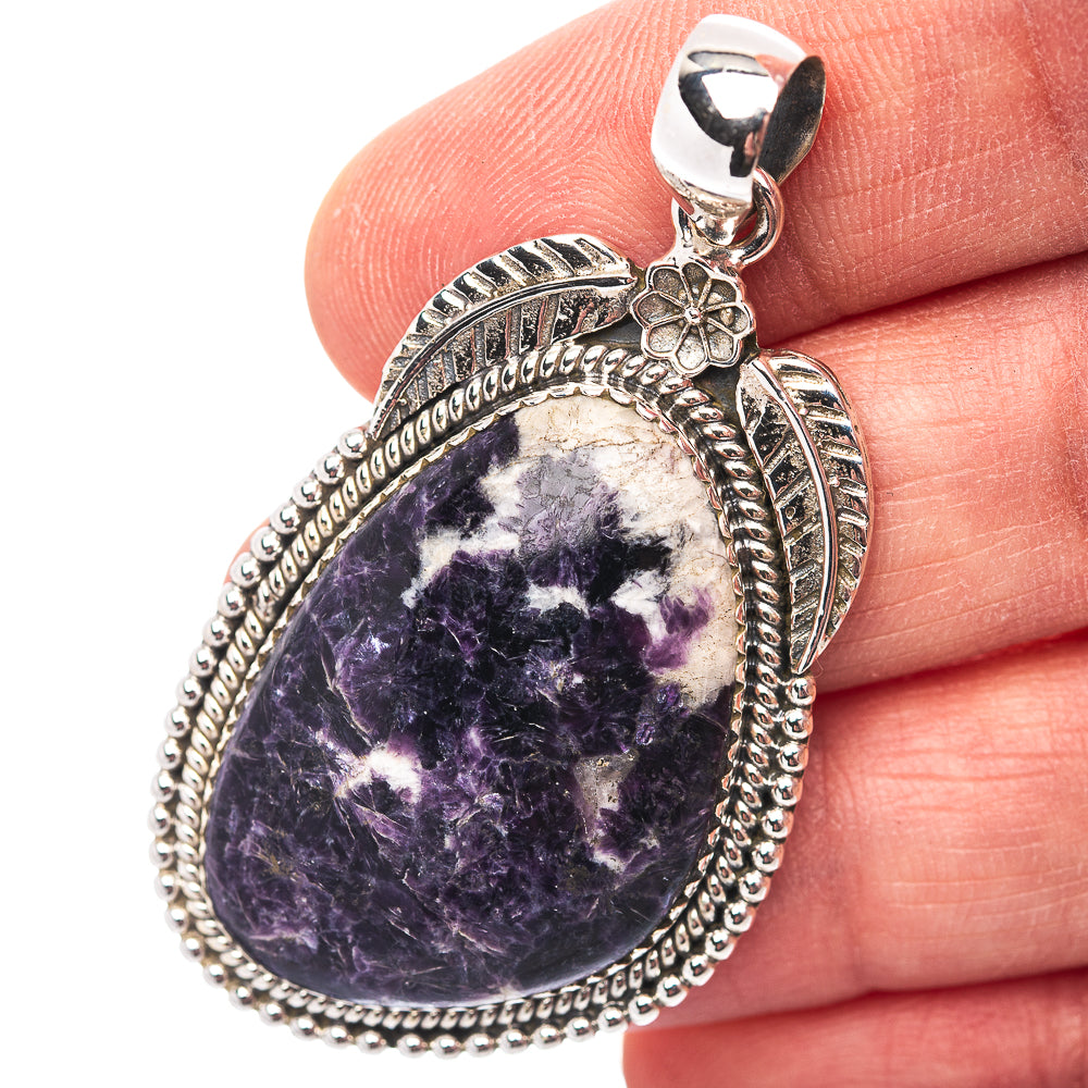 Premium Southwestern Style Lepidolite Pendant 2 1/8" (.925 Sterling Silver)