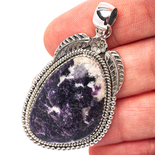 Premium Southwestern Style Lepidolite Pendant 2 1/8" (.925 Sterling Silver)