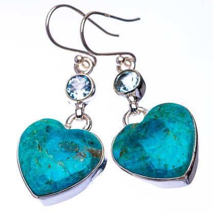 Chrysocolla, Blue Topaz 925 Sterling Silver Earrings 1 5/8" (925 Sterling Silver) EARR432225