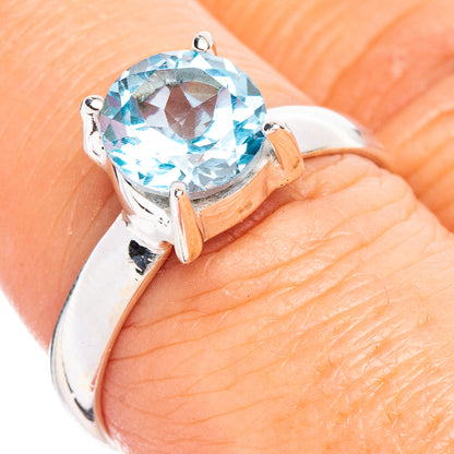 Faceted Blue Topaz Ring Size 8 (.925 Sterling Silver)