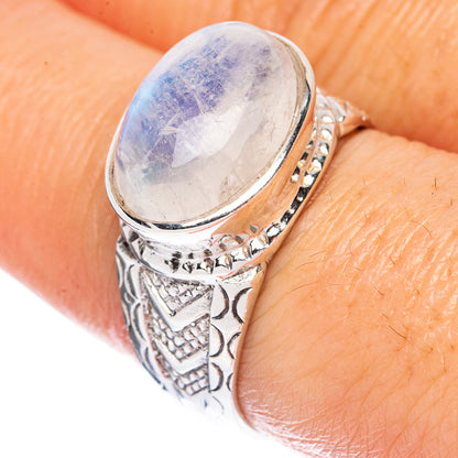 Rainbow Moonstone Ring Size 8.25 (925 Sterling Silver) R2817