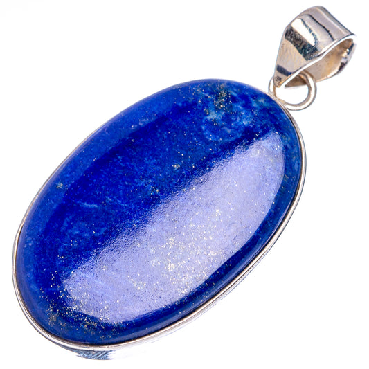 Lapis lazuli oval cabochon pendant with .925 sterling silver frame and loop