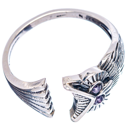 Amethyst Owl Dainty Ring Size 7 Adjustable (.925 Sterling Silver)