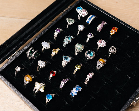 28pc 1980-1990s Vintage Jewelry Ring Lot (.925 Sterling Silver)