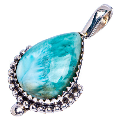 Rare Larimar Pendant 1 1/4" (.925 Sterling Silver)