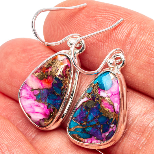 Teardrop gemstone earrings in pink, purple, blue with .925 sterling silver hooks