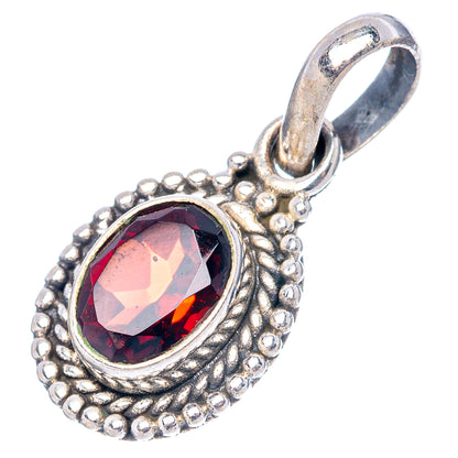 Dainty Garnet Pendant 7/8" (.925 Sterling Silver)