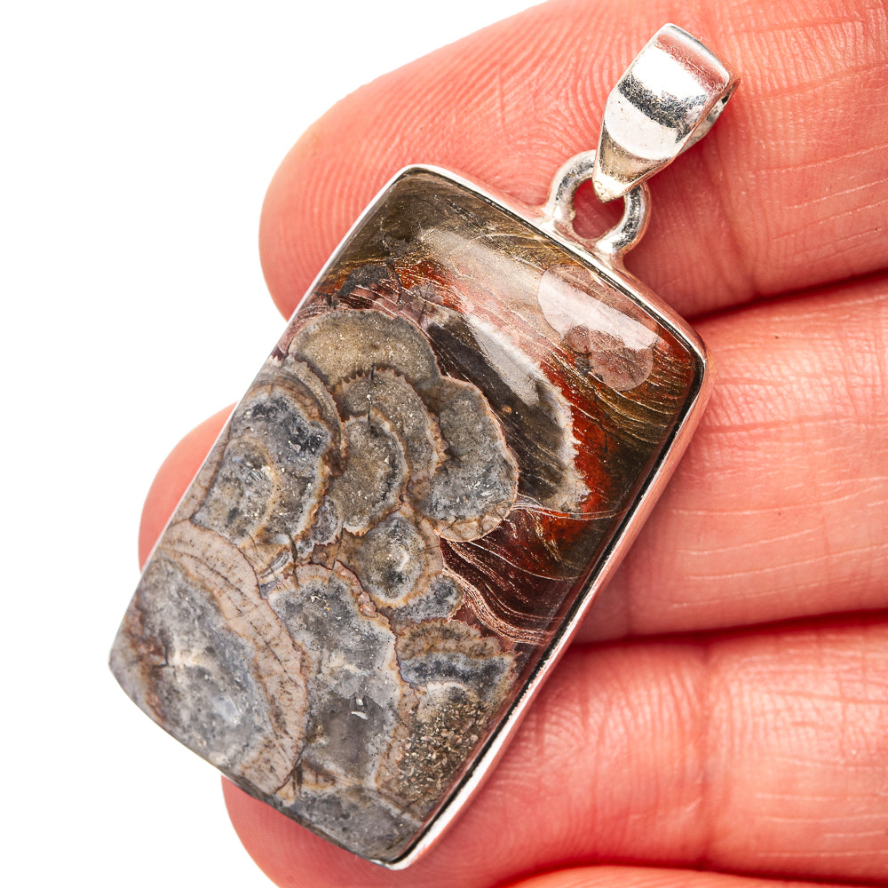 Mushroom Rhyolite Pendant 1 5/8" (.925 Sterling Silver)