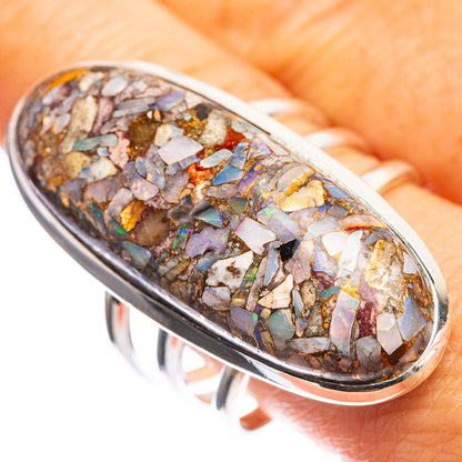 Huge Copper Composite Rainbow Moonstone Ring Size 10.75 (925 Sterling Silver) RING143458