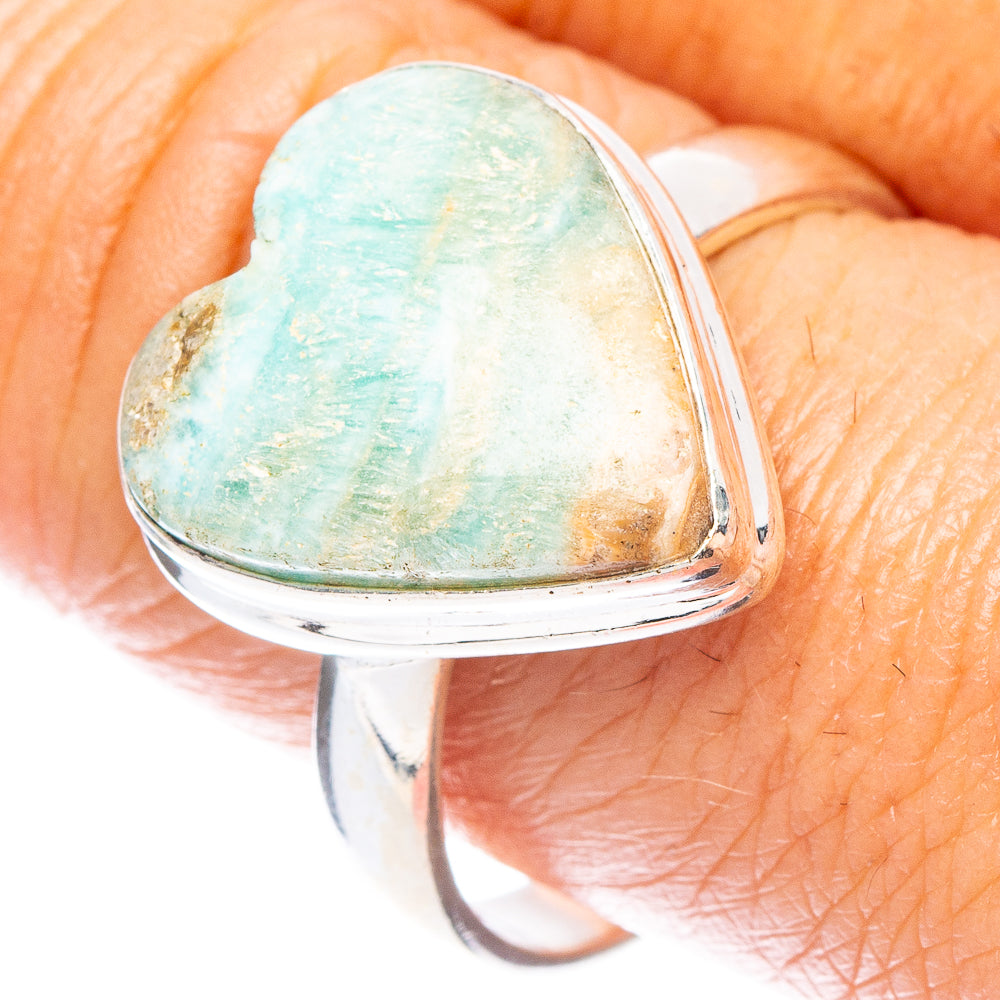 Blue Aragonite Heart Ring Size 10 (925 Sterling Silver) R7159
