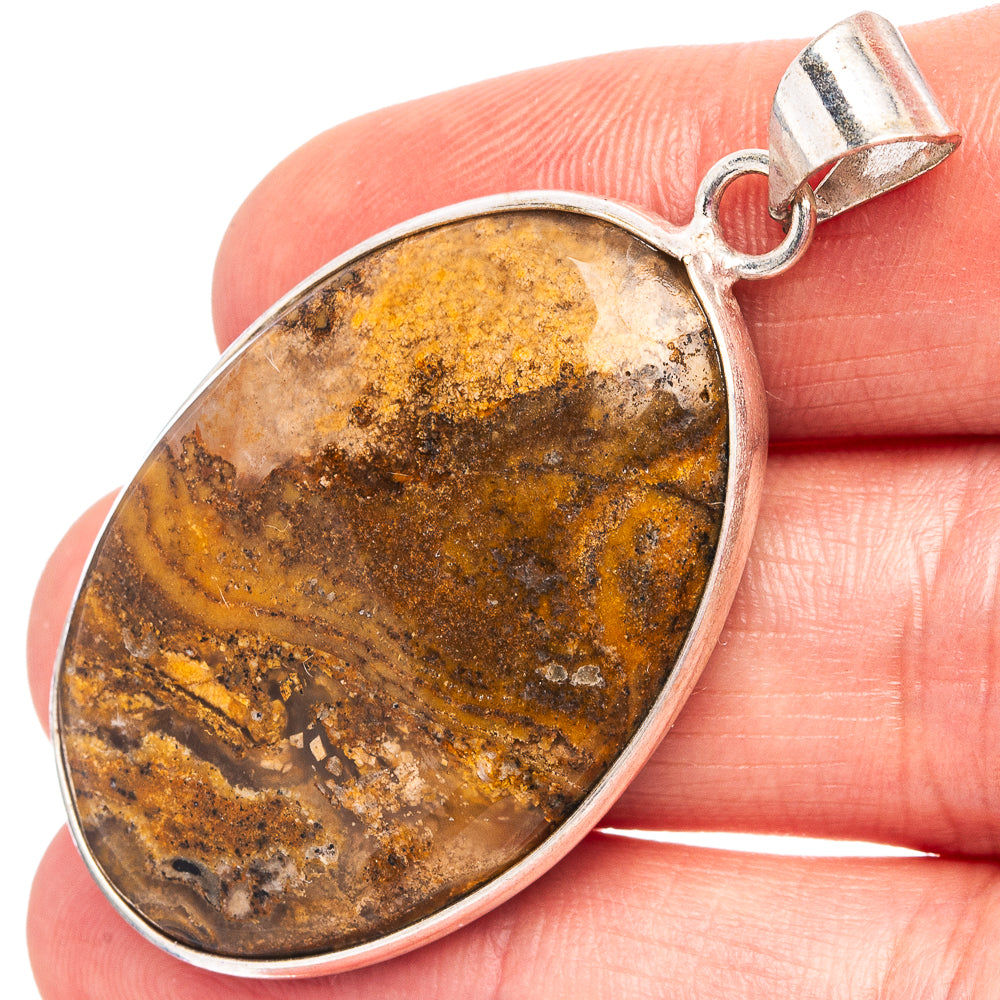 Tube Agate Pendant 1 7/8" (Silver Plated)