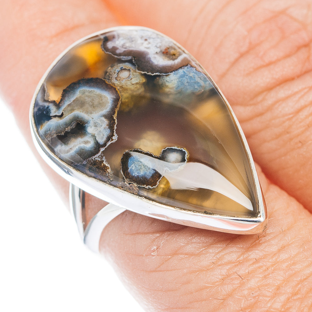 Premium Flower Agate Ring Size 8.5 (.925 Sterling Silver)