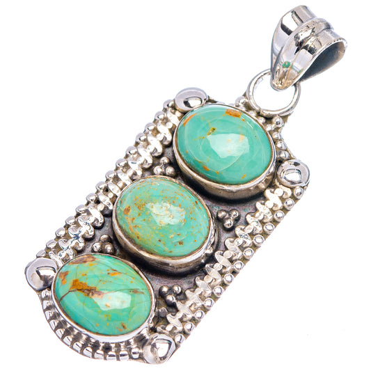 Turquoise pendant with three round cabochons, .925 sterling silver bezel and bail