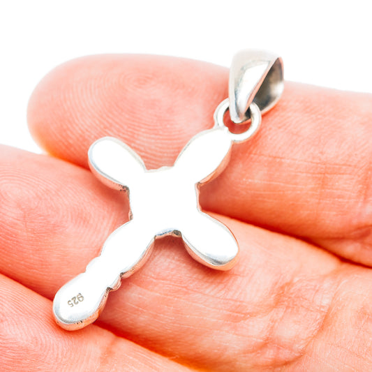 Southwestern Style White Buffalo Turquoise Cross, Wild Horse Jasper Pendant 1 5/8" (.925 Sterling Silver)