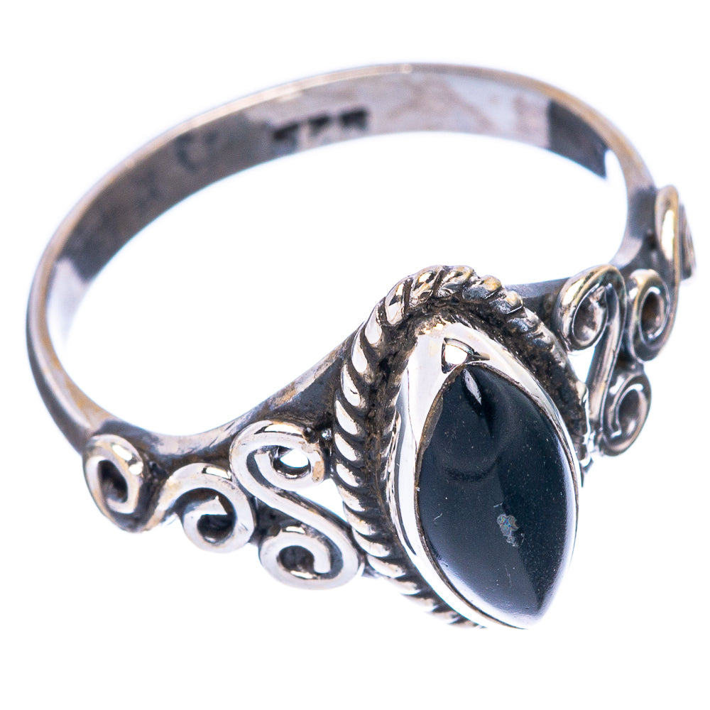 Black Onyx Dainty Ring Size 7 (925 Sterling Silver) R5760